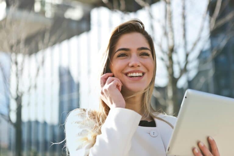 Photo by Andrea Piacquadio: https://www.pexels.com/photo/woman-in-white-blazer-holding-tablet-computer-789822/